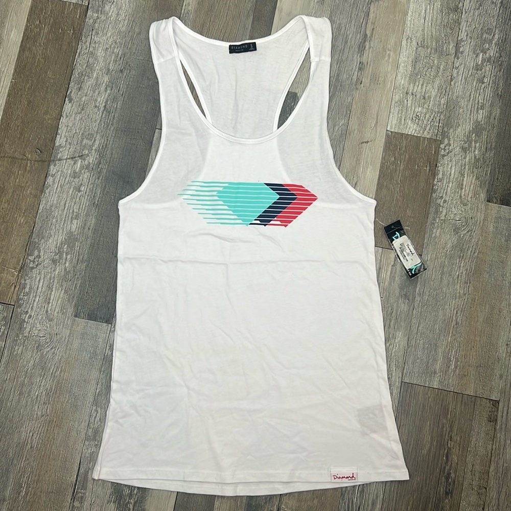 Diamond supply Co. men tank top tee 🆕 front print white Size Small cotton